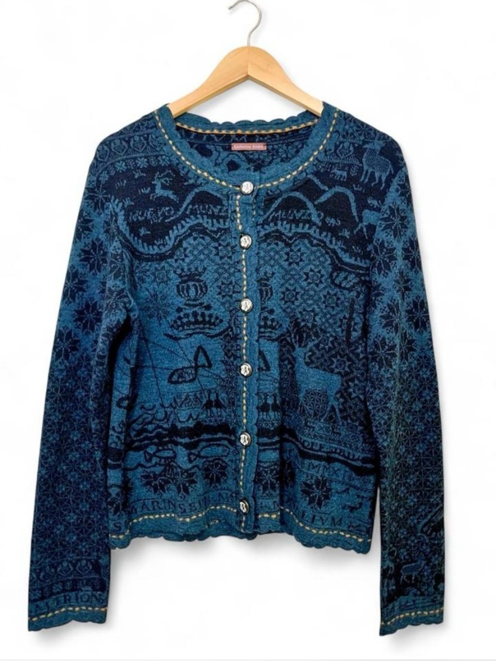 Catherine Andre Designer Merino Wool Alpaca Acrylic Seafaring Cardigan France